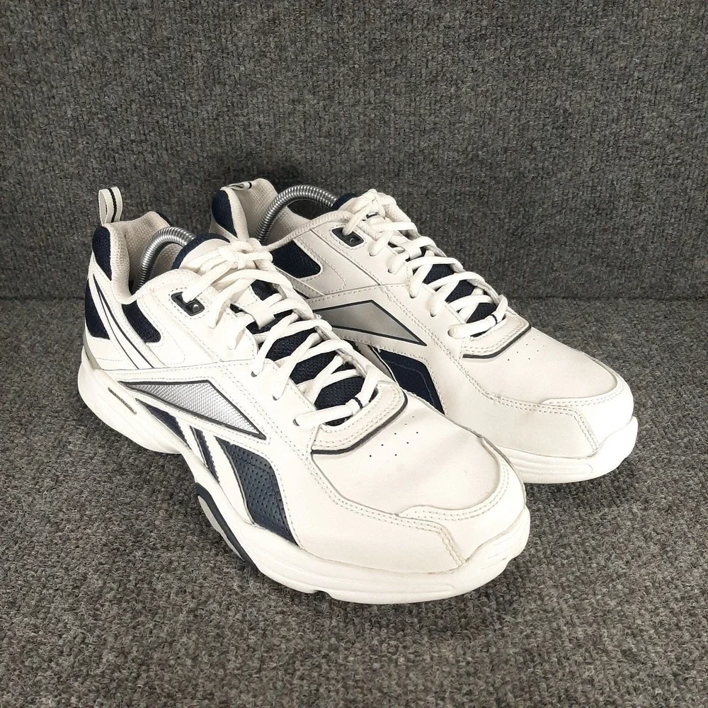 Reebok RB805 Royal Trainer Men's 10 White Navy Silver Cross Training Shoes